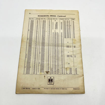 1951 McCormick Deering No. 10-A Tractor Disk Harrow Owners Manual IH L4-5