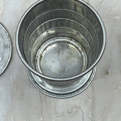 Vintage Tin Collapsible Drinking Cup with 6 Pointed Star on Lid TC5-S3