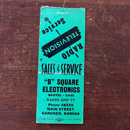 "B" Square Electronics Bartel Gass Gardner KS Advertising Matchbook Cover SB3-M5