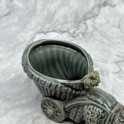 1950s Gray Spaghetti Poodle Dog Planter Porcelain 7x3.5 TJ1