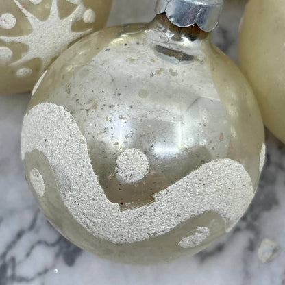 Shiny Brite 8 Vintage 2 1/4" Mercury Glass Ornaments White Silver OT1