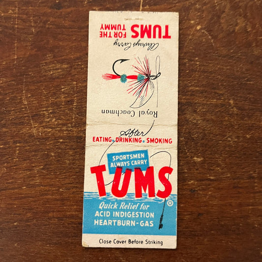 TUMS Royal Coachman Fly Fishing Advertising Matchbook Cover SB3-M4