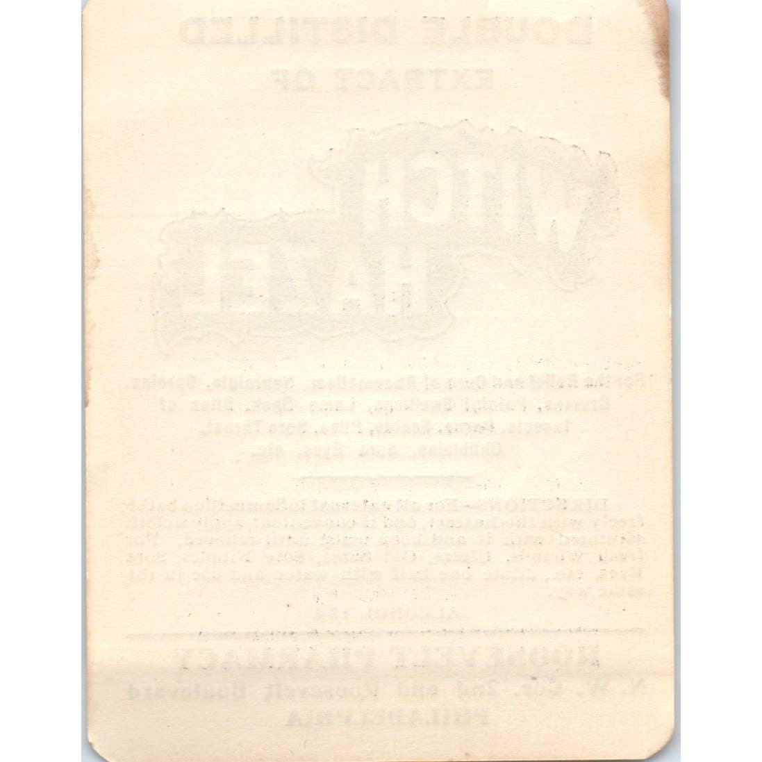 Antique Unused Label Extract of Witch Hazel Roosevelt Pharmacy Philadelphia SE4