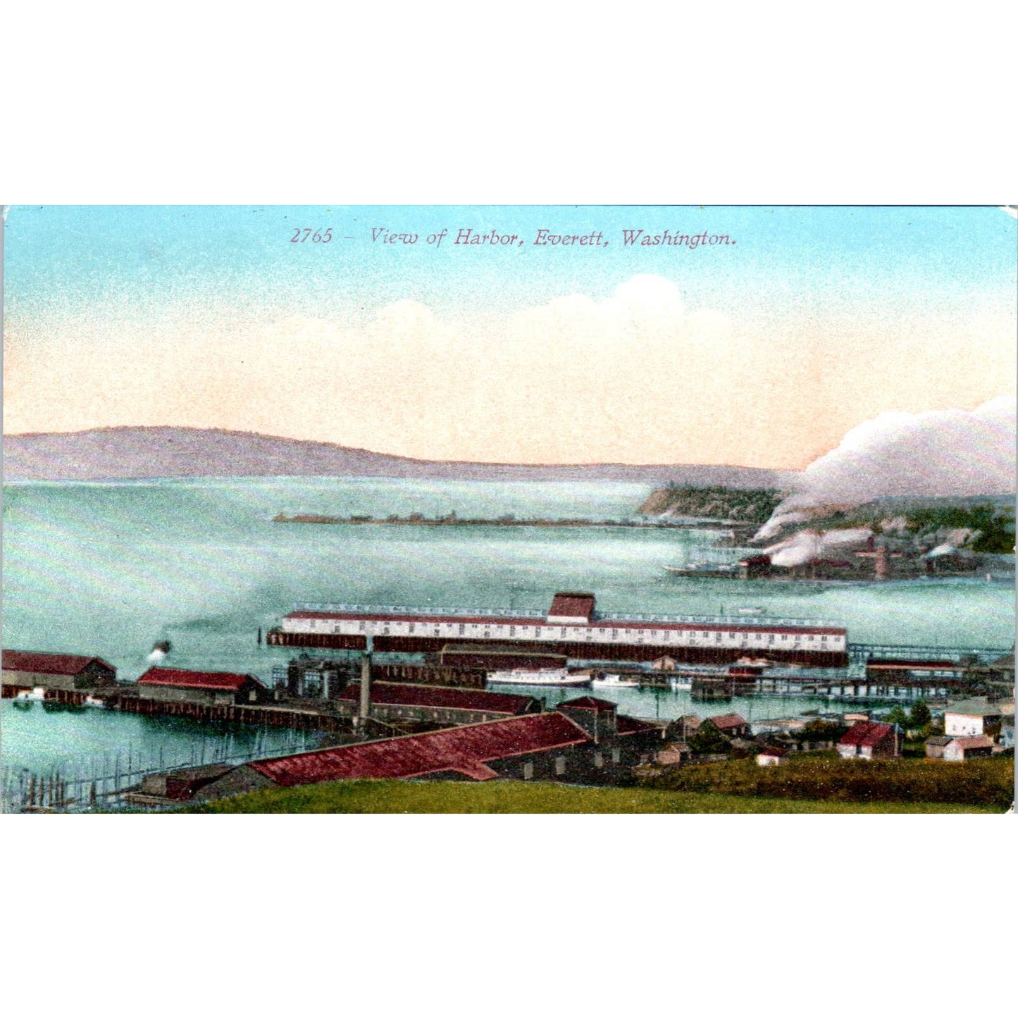 Antique Postcard View of Harbor Everett Washington TD9-2