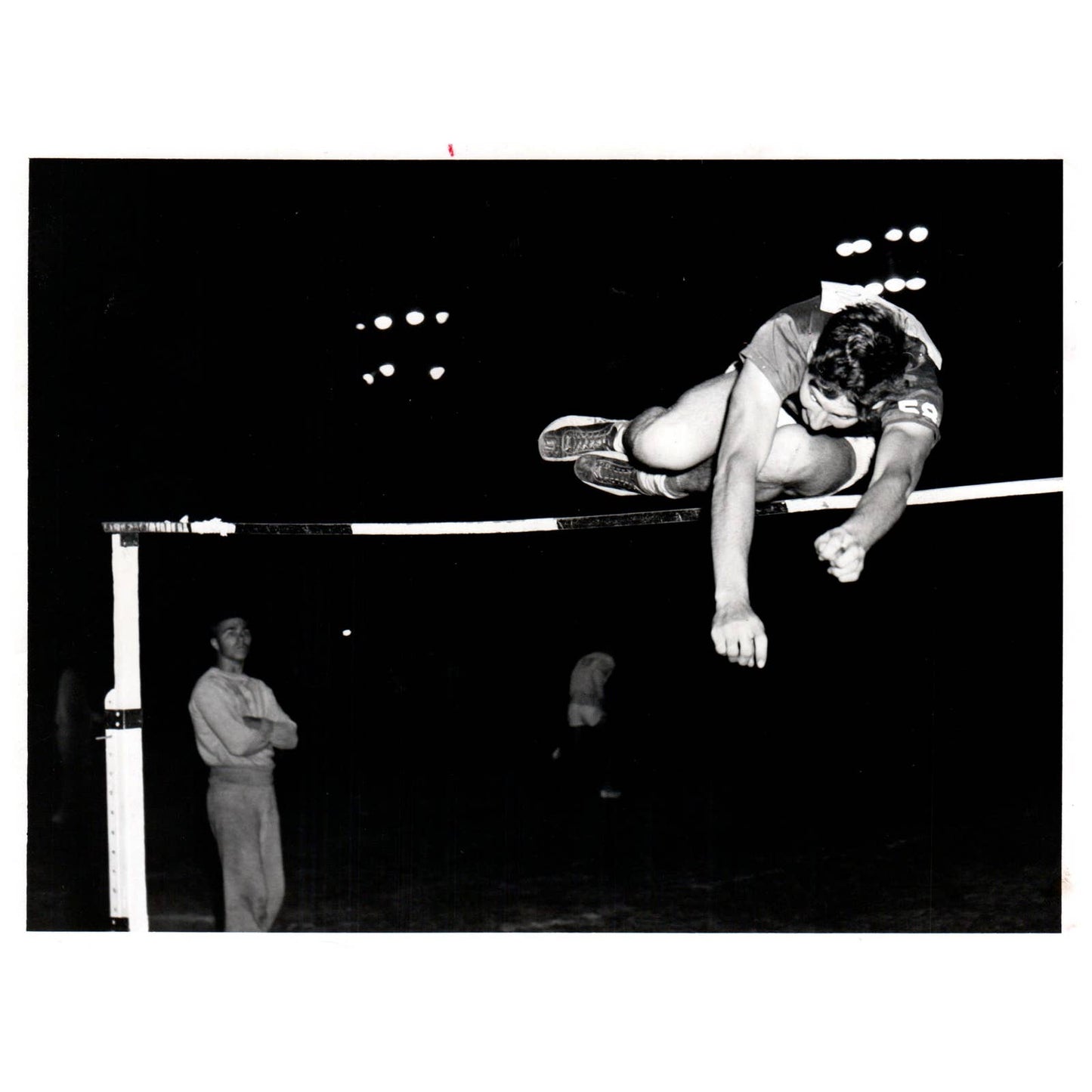 1956 Press Photo Track and Field High Jump Tommy Thompson Hillsborough ~6x8" AD2