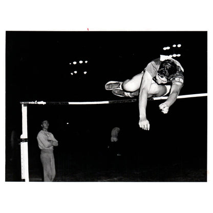 1956 Press Photo Track and Field High Jump Tommy Thompson Hillsborough ~6x8" AD2