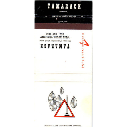 Tamarack Hotel West Dover VT Advertising Matchbook Cover SA1-M7