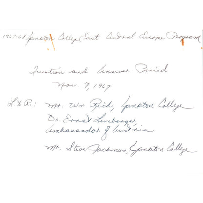Ernst Lemberger Austrian Ambassador, Wm. Rich Yankton College 1966 Photo TK1-P5