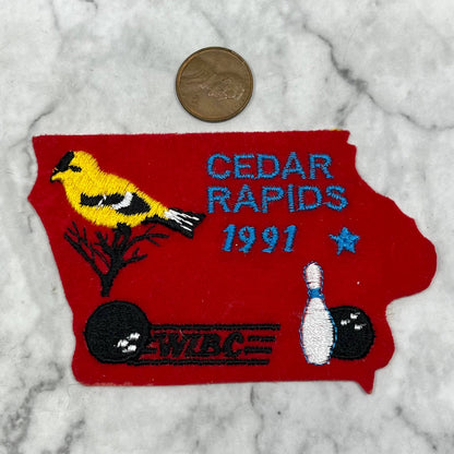 Vintage Embroidered Bowling Patch WIBC Cedar Rapids 1991 SE7