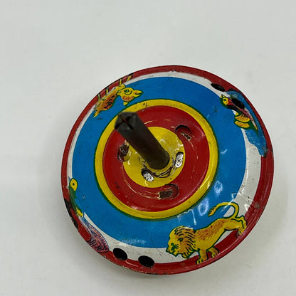 Vintage Original Tin Litho Animals Toy Spinning Top Japan SC4