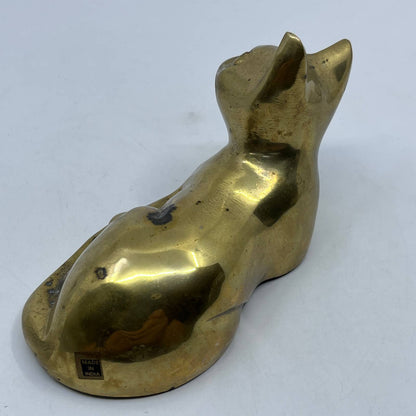 MCM Brass Siamese Cat Figurine Lounging Art Deco Statue Incense Holder 5" TC3