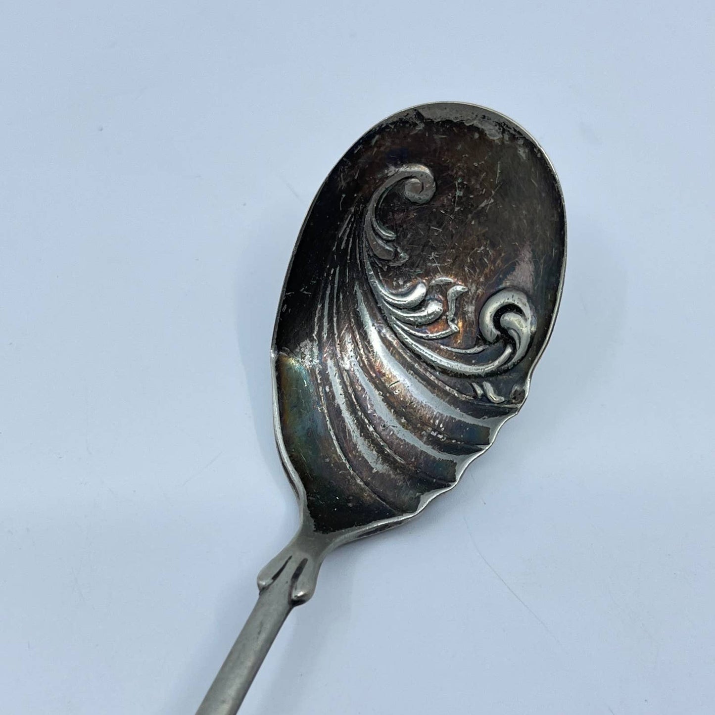 Vtg Wm A Rogers Spoon Decorated Bowl Swirl Fancy A1 Silver Plate Swoop 5.75" SD3