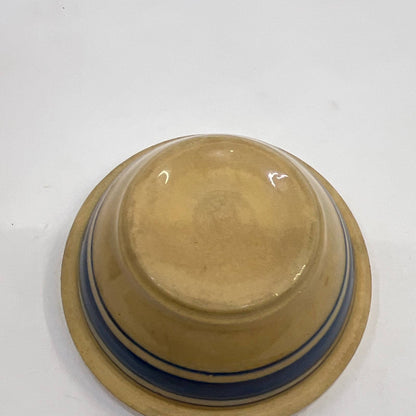 Antique HULL Pottery Blue Banded Yellow Ware Small Mixing Bowl 5" Diameter TH5