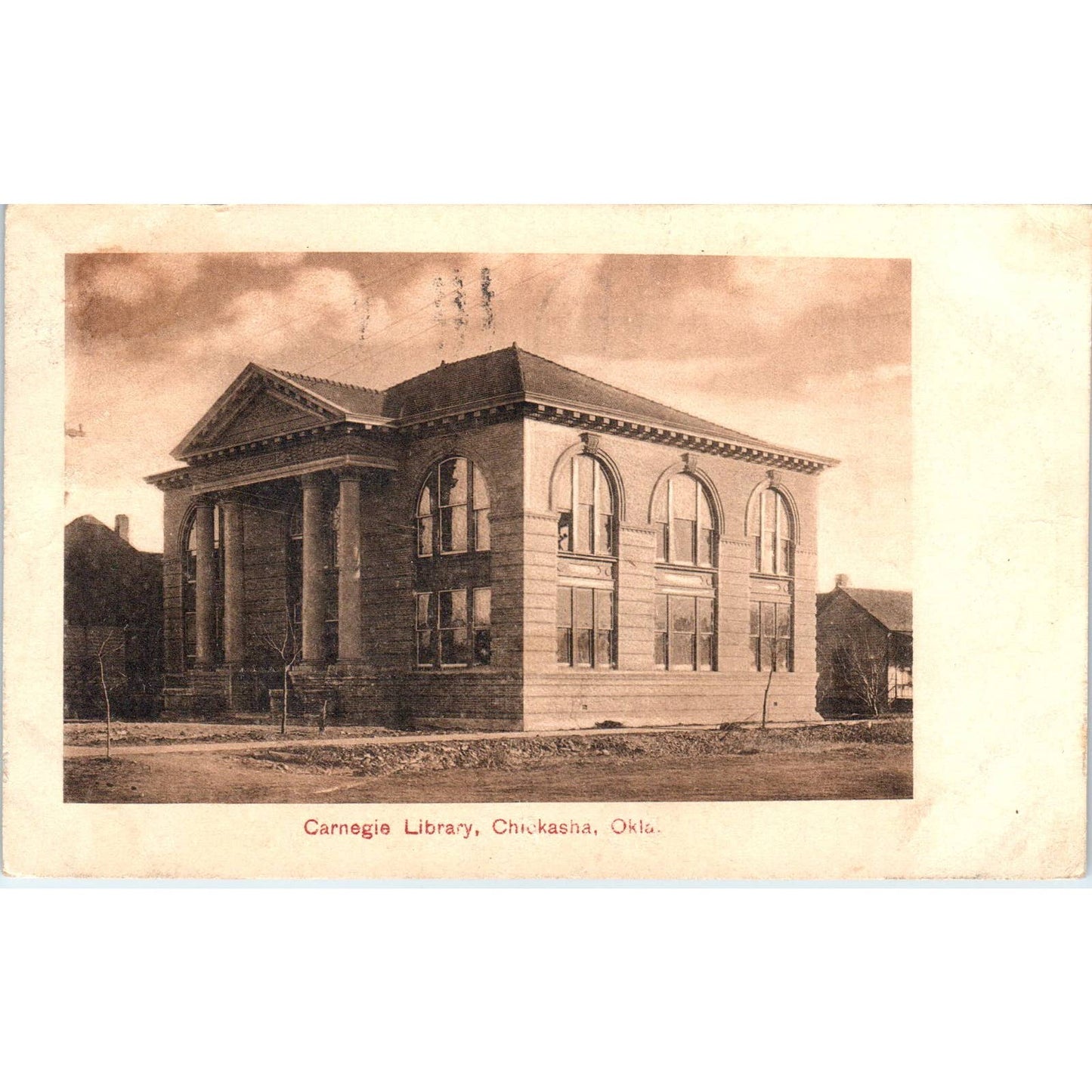 1907 Postcard Carnegie Library Chickasha Ohio TD9