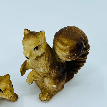 Vintage 1950s SQUIRRELS Painted Hard Plastic Figurine Set of 2 SA1