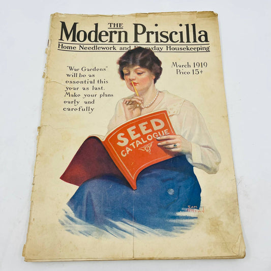 Modern Priscilla Magazine March 1919 Beautiful Woman Art Deco Cream of Wheat BA4