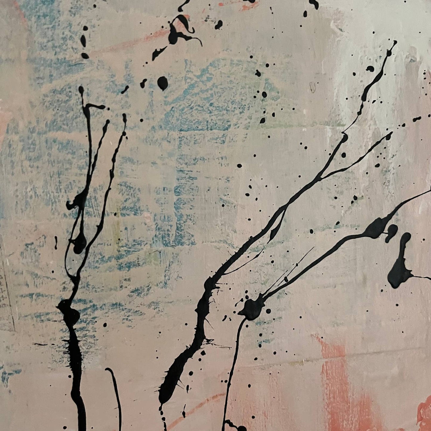 Original Framed Mixed Media Abstract Art Painting 17x13 “Exit Stage Left” w/ COA