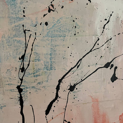 Original Framed Mixed Media Abstract Art Painting 17x13 “Exit Stage Left” w/ COA