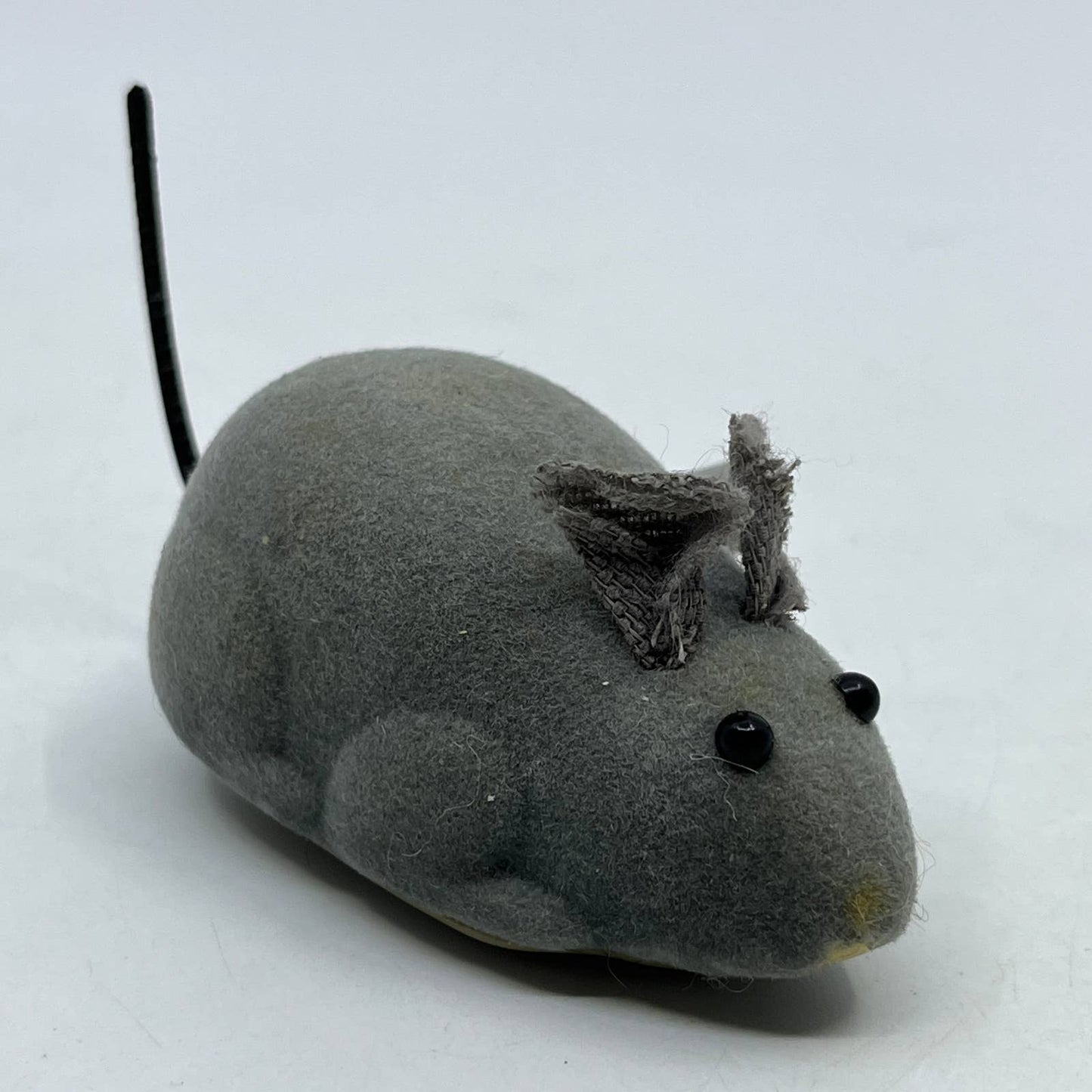 Vintage 1970s Flocked Gray Mouse Wind-Up Toy WORKS 2.5” SE3