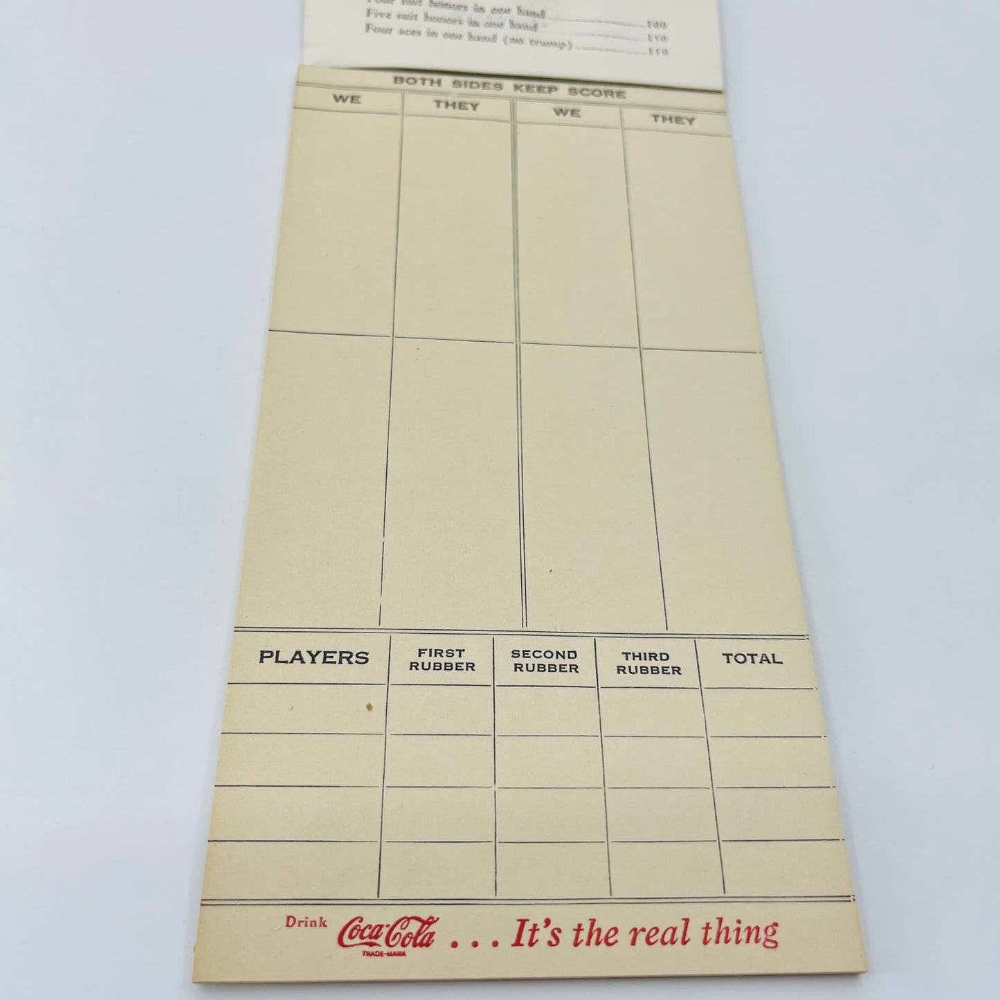 1943 WWII Coca-Cola Bridge Score Tally Card Pad AD Woman Nurse Volunteer C3