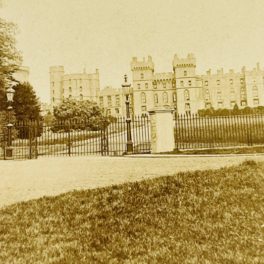 1891 Stereoview Card Windsor Castle Royal Entrance Berkshire England UK Gate