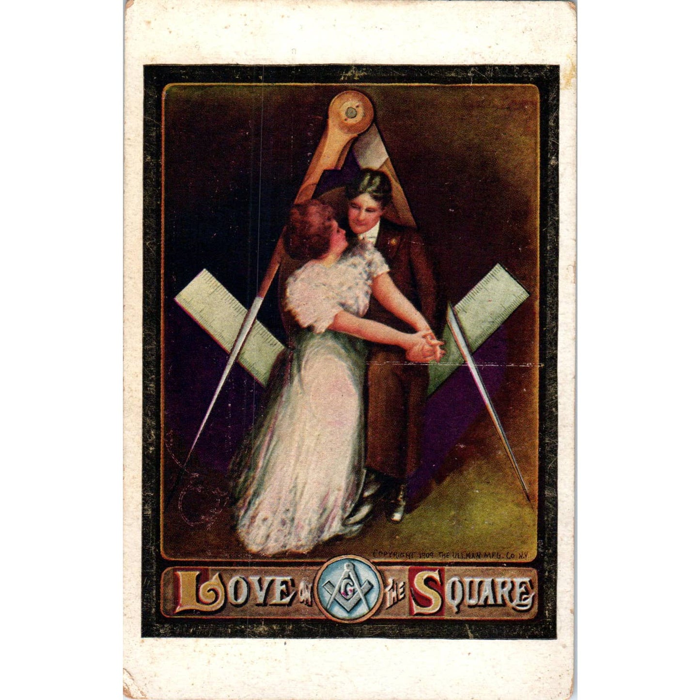 Love the Square - Masonic - Original Postcard TJ7-RP1