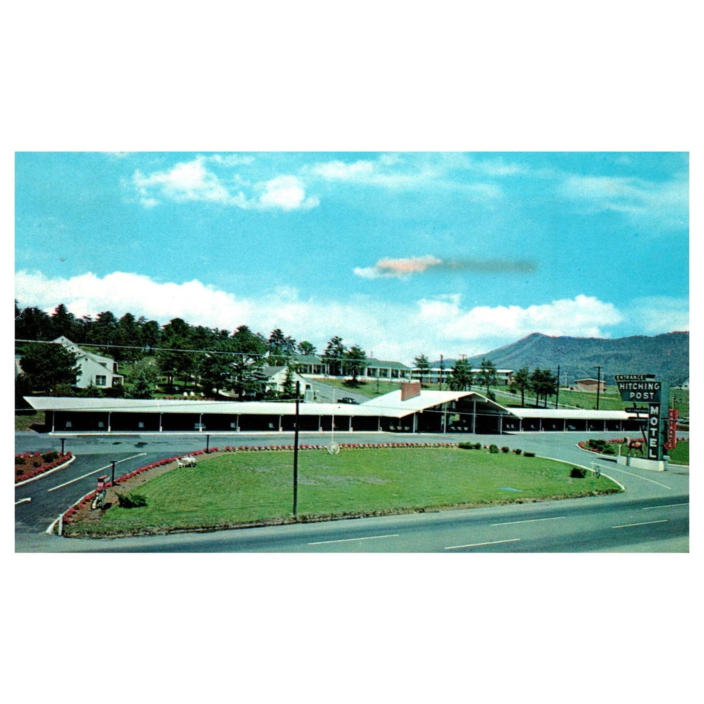 Vintage Postcard - Hitching Post Motel Shenandoah Valley Hollins VA AD9