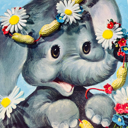 1968 Original Kitsch Baby Elephant Print COLONIAL STUDIOS 11x14 FL2