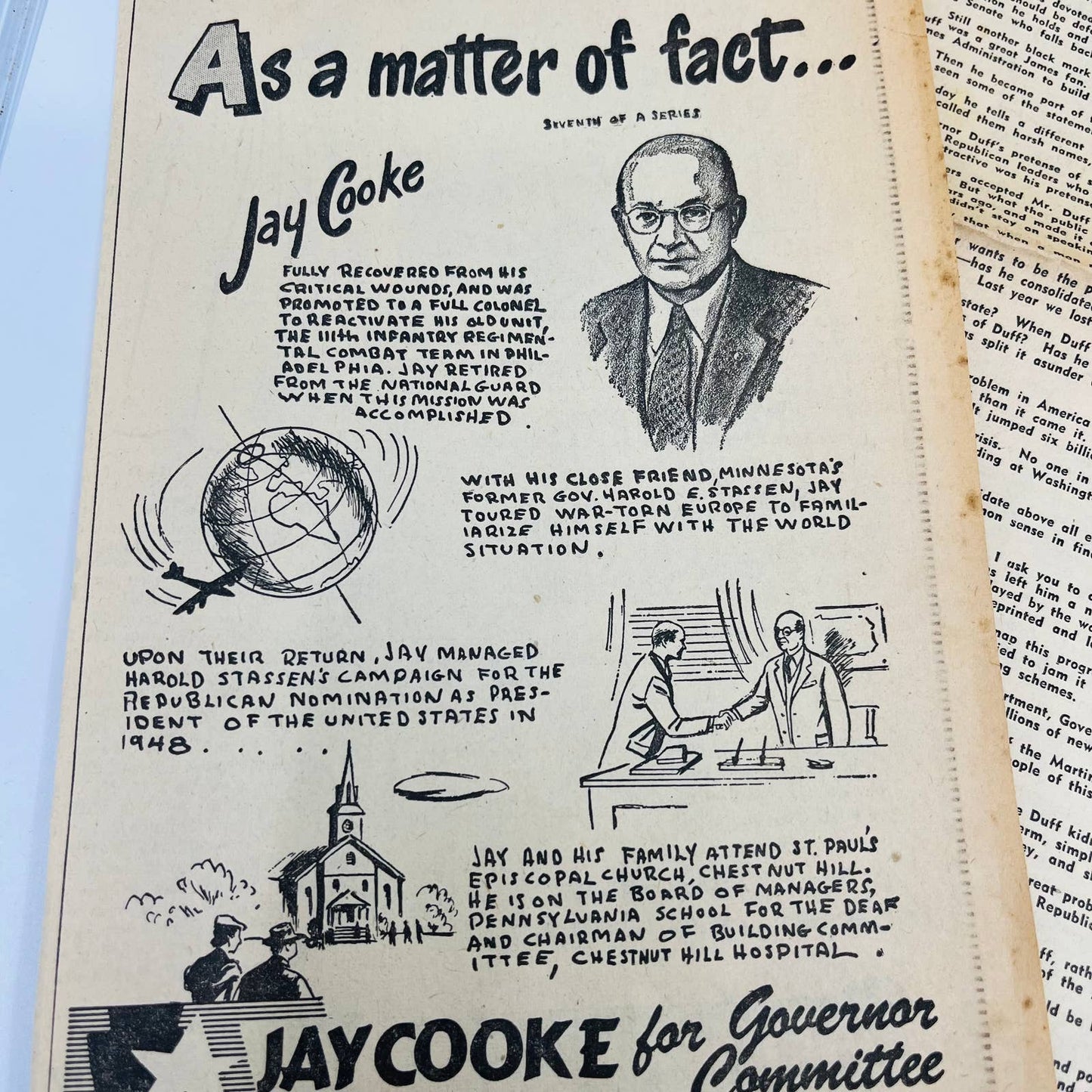 c1949 Lot of Clipped Pennsylvania Political Ads Jay Cooke John Kunkel TD5