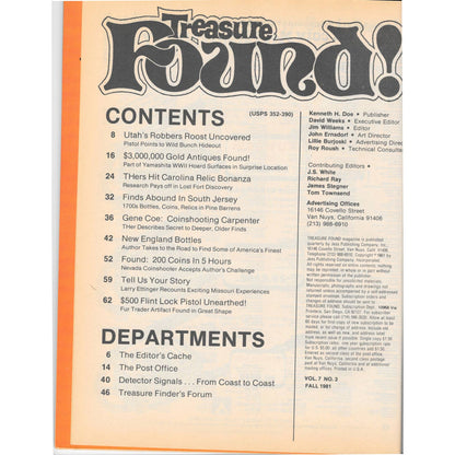 Treasure Found Magazine - Treasure Hunting Gold Metal Detecting Fall 1981 M4