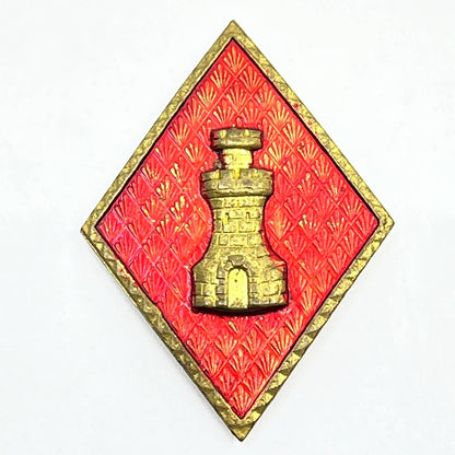 c1942 WWII Spanish Army Engineer Castle Metal Badge Insignia SE1