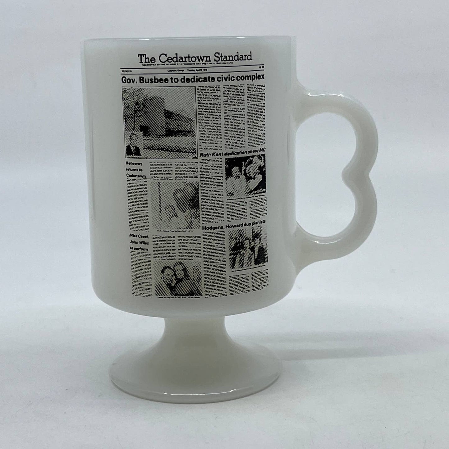 1970s Cedartown Standard GA Busbee to Dedicate Civic Complex Milk Glass Mug TC3