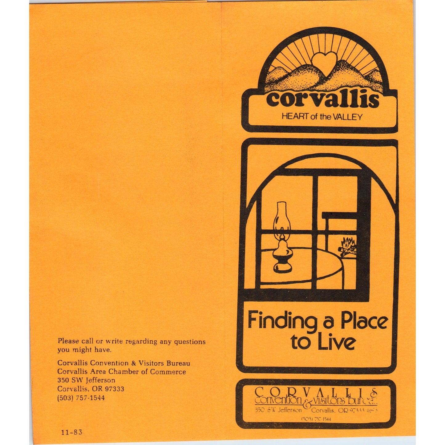 1980s Corvallis Oregon "Finding a Place to Live" Fold Out Brochure TH2-SF2