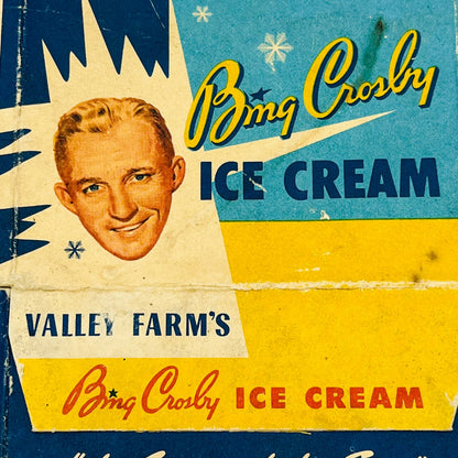 1950s Bing Crosby Valley Farm's Ice Cream Box 1 Pint Advertising C12