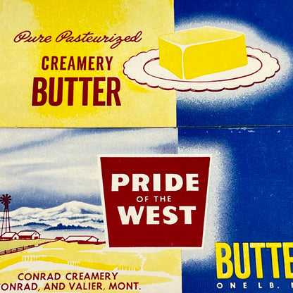 Vintage Pride of The West Butter Packaging Conrad Creamery Conrad & Valier MT D8