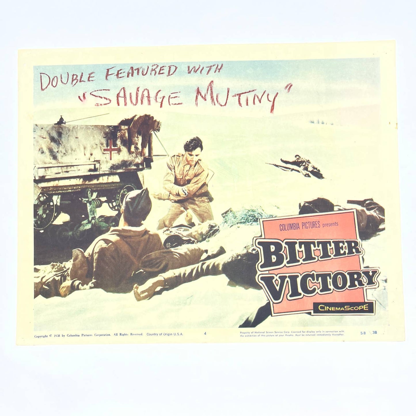 BITTER VICTORY original 1958 lobby card RICHARD BURTON 11x14 movie poster FL4