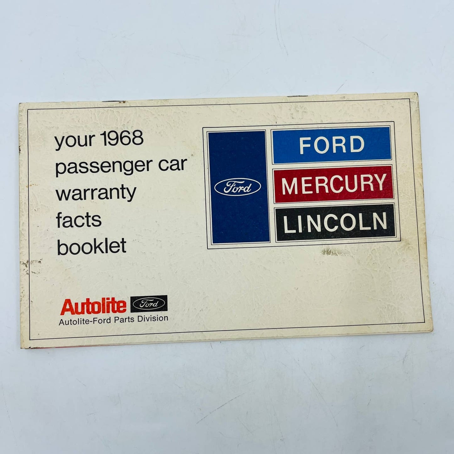 1968 Ford Lincoln Mercury Dealer Passenger Car Warranty Facts Booklet BA4