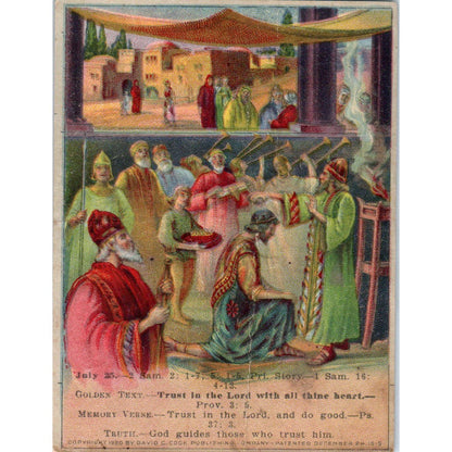 1920 Christian Lesson Picture Card David Succeeds Saul as King SE5
