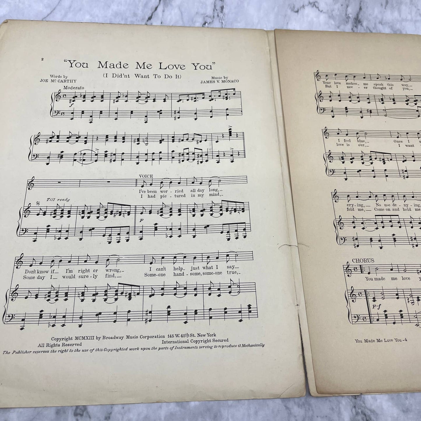 You Made Me Love You I Didn't Want To Do It Al Jolson 1918 Sheet Music TK2-SM3