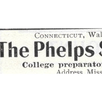 The Phelps School for Girls Walligford CT Sara S. Phelps Kelsey 1903 Ad TJ8-7-1