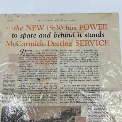 1929 New 15-30 McCormick Deering Tractor Ad International Harvester AB7