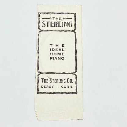 Original 1880s Victorian Trade Card Bookmark The Sterling Piano Derby CT AB6