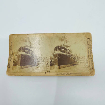 1899 Stereoview Card Pasig River Near Bridge of Spain Manila Philippine Islands