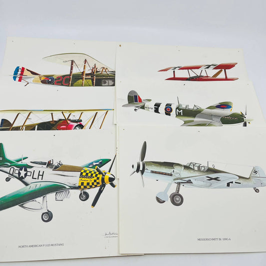 THE EPIC OF FLIGHT Time-Life WWII Fighter Planes 6 Lithograph Set 8x10.5 TD3