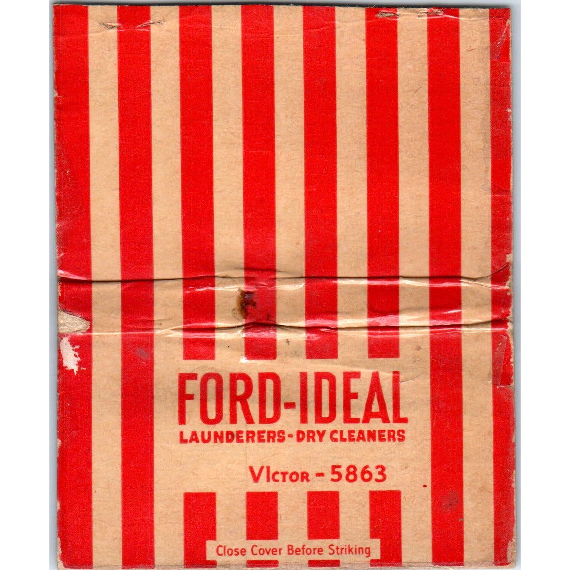 Ford Ideal Launderers Kansas City MO Wide Advertising Matchbook Cover SA9-M7