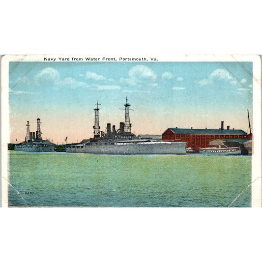 Navy Yard From Waterfront Portsmouth VA - Original Postcard TJ7-RP3