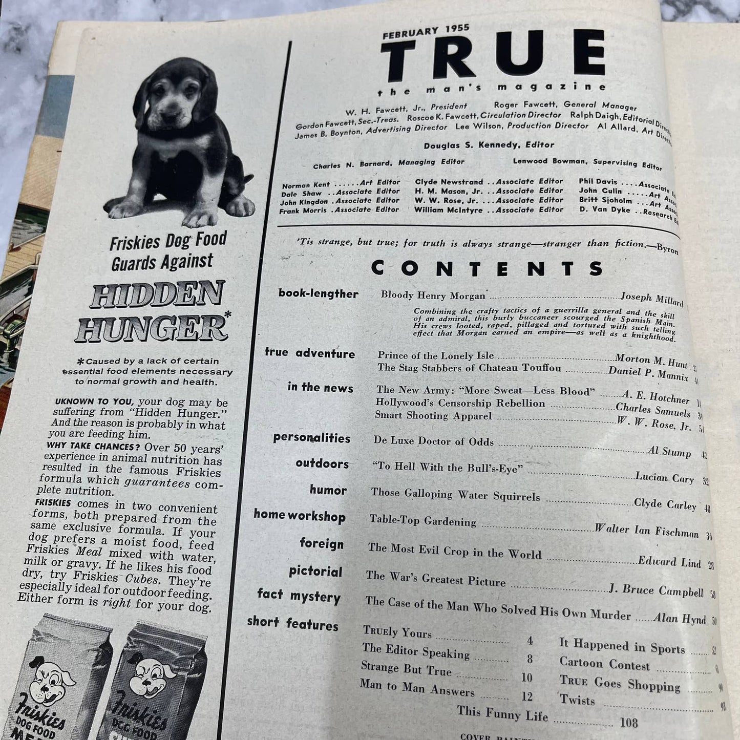 1955 February TRUE MAGAZINE AL STUMP OPIUM HENRY MORGAN Stan Galli Cover TJ3