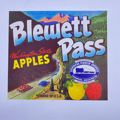 BLEWETT PASS Boydston Bros. Washington Apple Label Original Porterville CA FL3