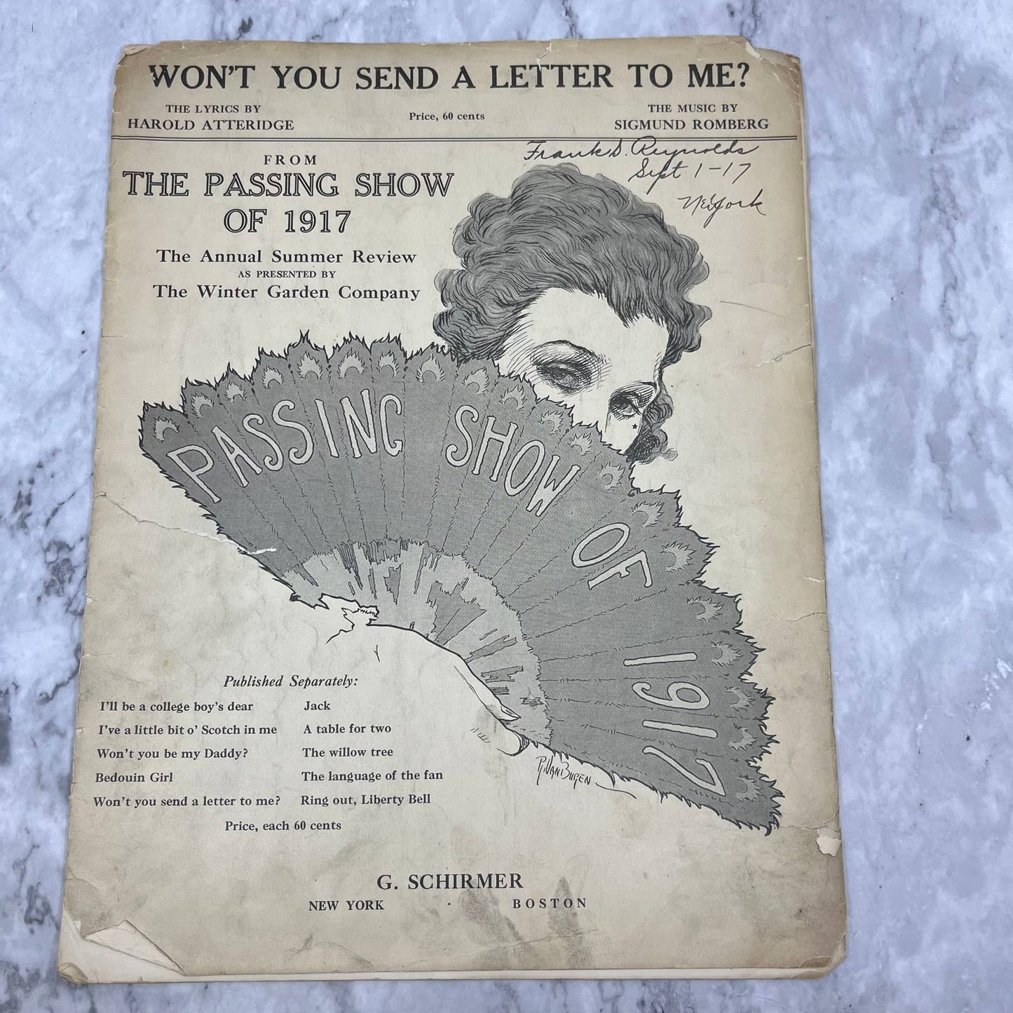 Won't You Send a Letter to Me? From Passing Show of 1917 Sheet Music TJ4