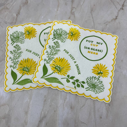 Put My Cup Here Napkin Yellow Daisies Black Eyed Susans England Set of 2 TJ1